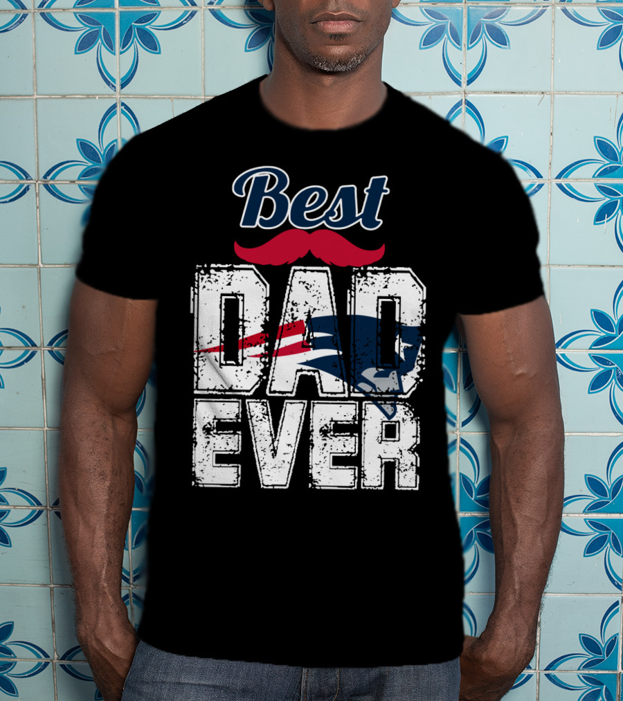 Best Dad Ever Patriots Logo Moustache T-Shirt