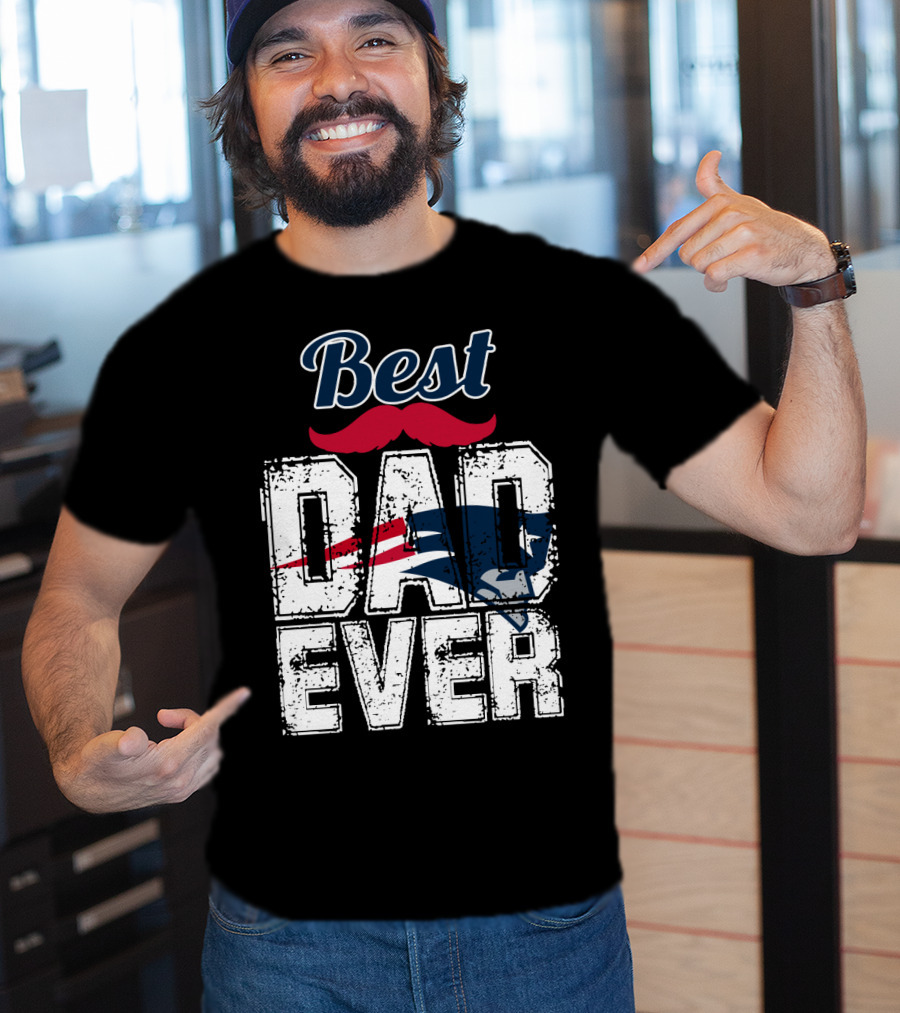 Best Dad Ever Patriots Logo Moustache T-Shirt