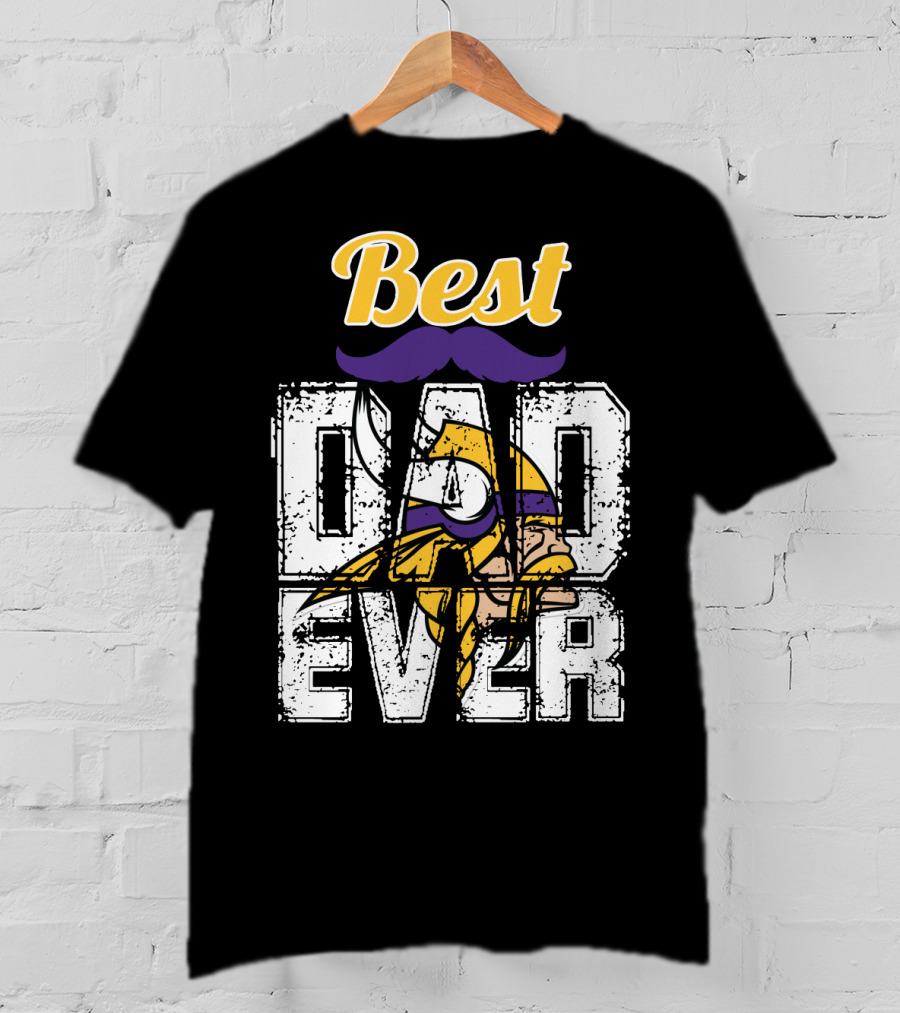 Best Dad Ever Viking Helmet Mustache T-Shirt