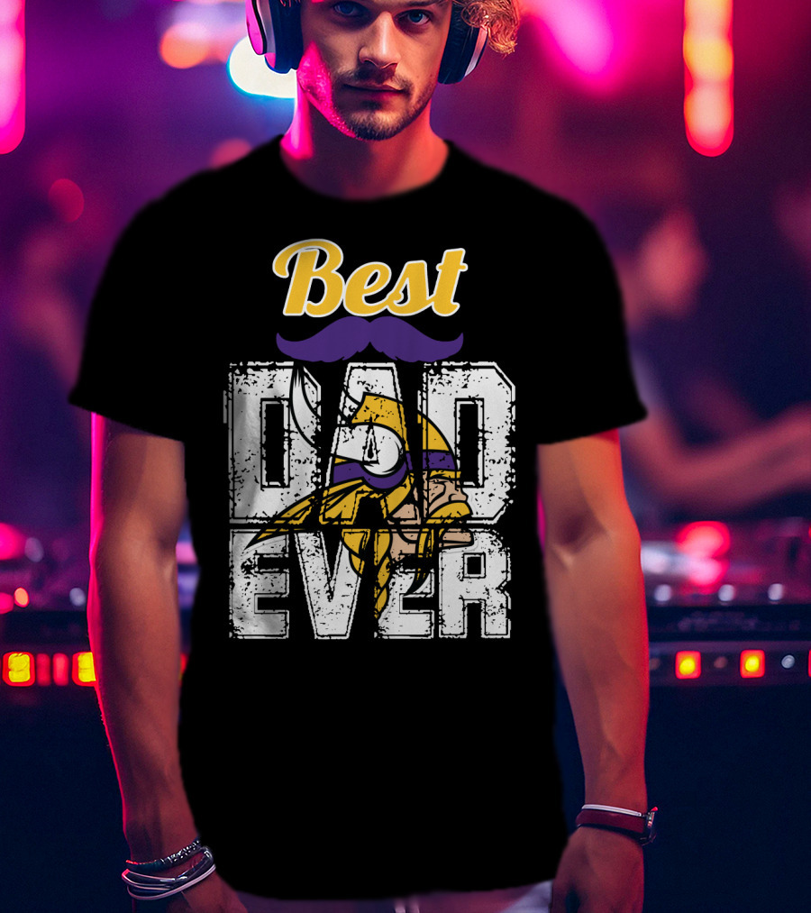 Best Dad Ever Viking Helmet Mustache T-Shirt