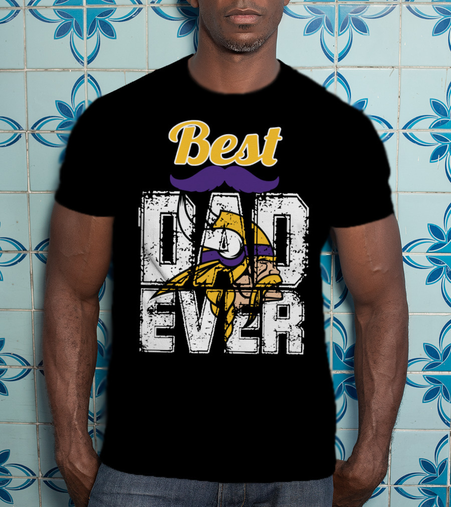 Best Dad Ever Viking Helmet Mustache T-Shirt
