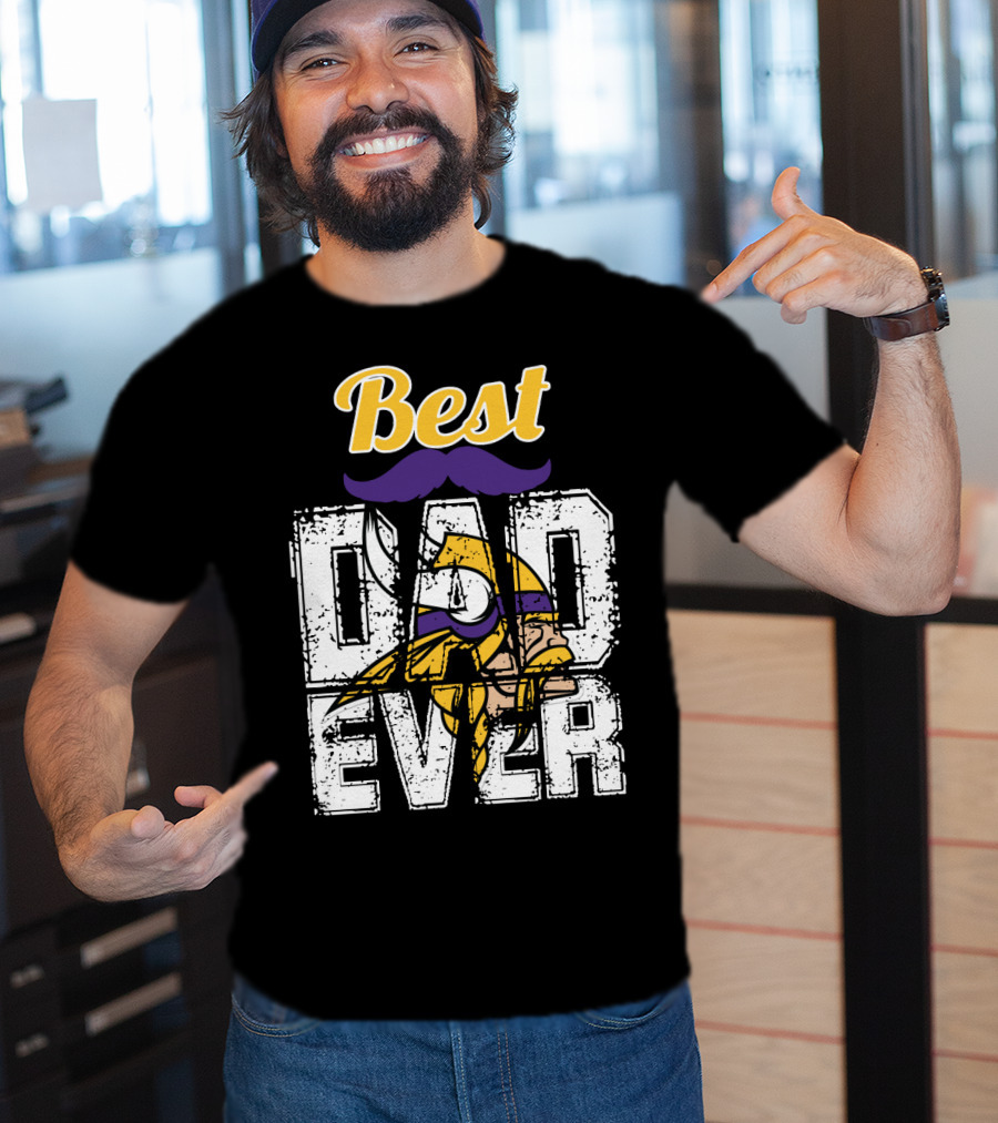 Best Dad Ever Viking Helmet Mustache T-Shirt