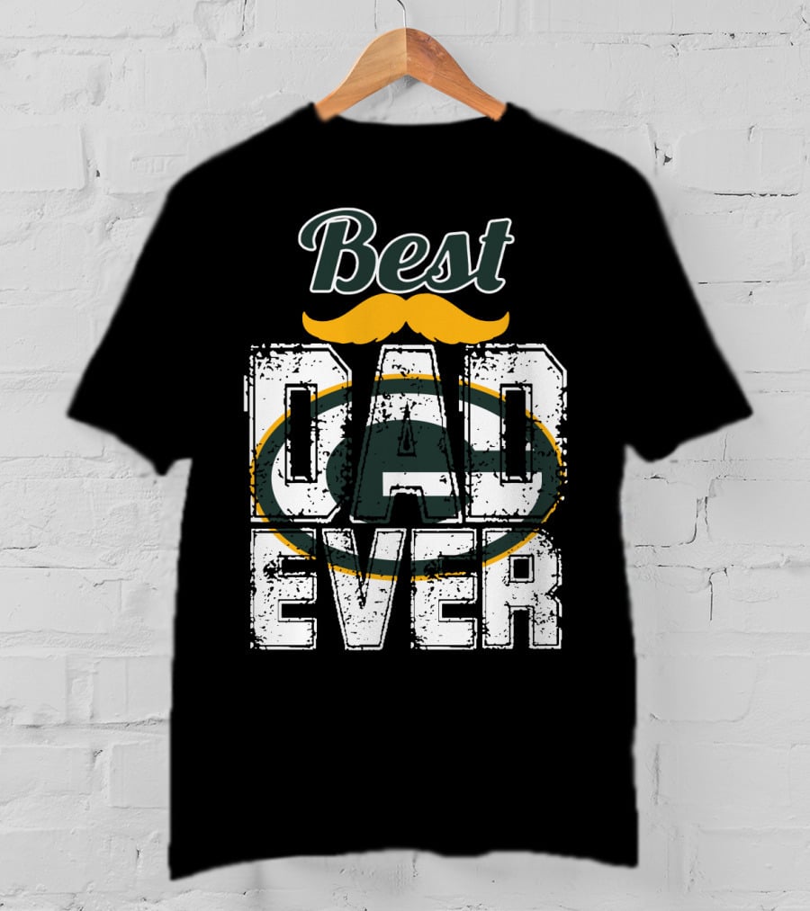 Best Dad Ever Packers Fan Mustache T-Shirt