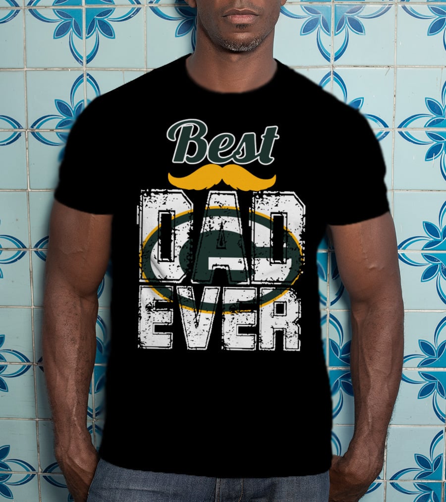 Best Dad Ever Packers Fan Mustache T-Shirt