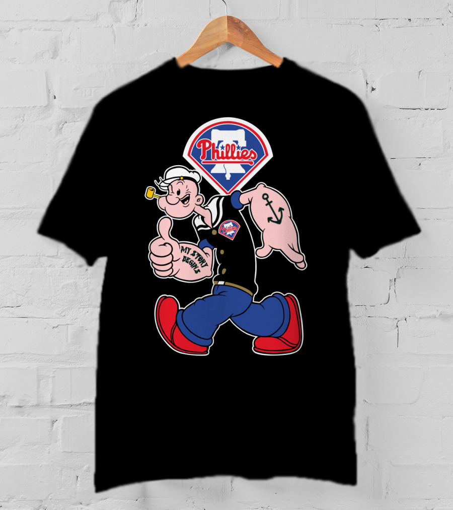 Phillies Popeye Thumbs Up Phillies Logo Retro Style T-Shirt
