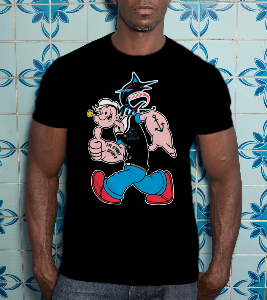 Miami Marlins Popeye Mt Stewart Begley T-Shirt