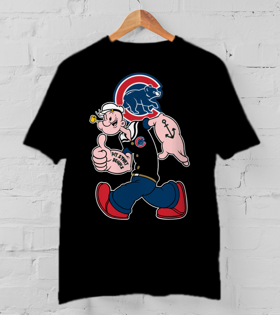 Chicago Cubs Popeye Cartoon Crossover T-Shirt