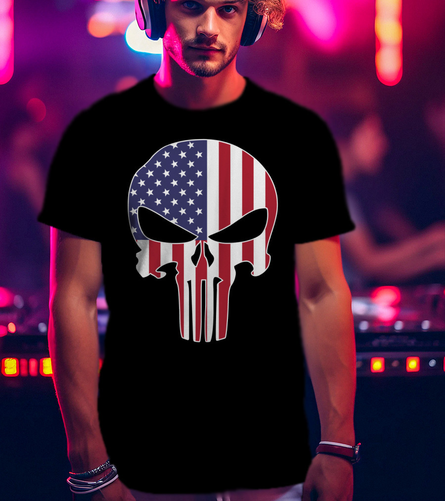The Punisher Skull American Flag T-Shirt