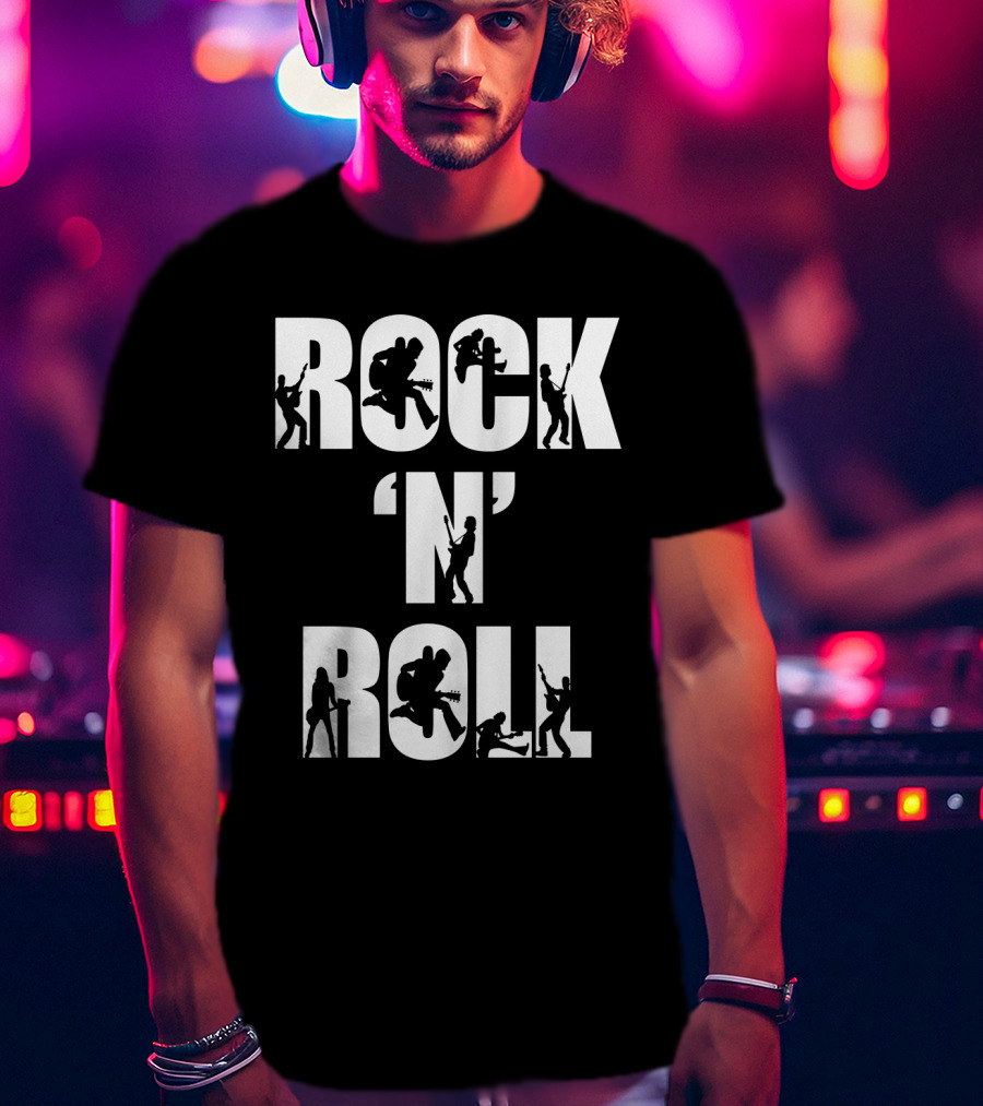 Rock 'N' Roll Guitarist Silhouette Icons T-Shirt