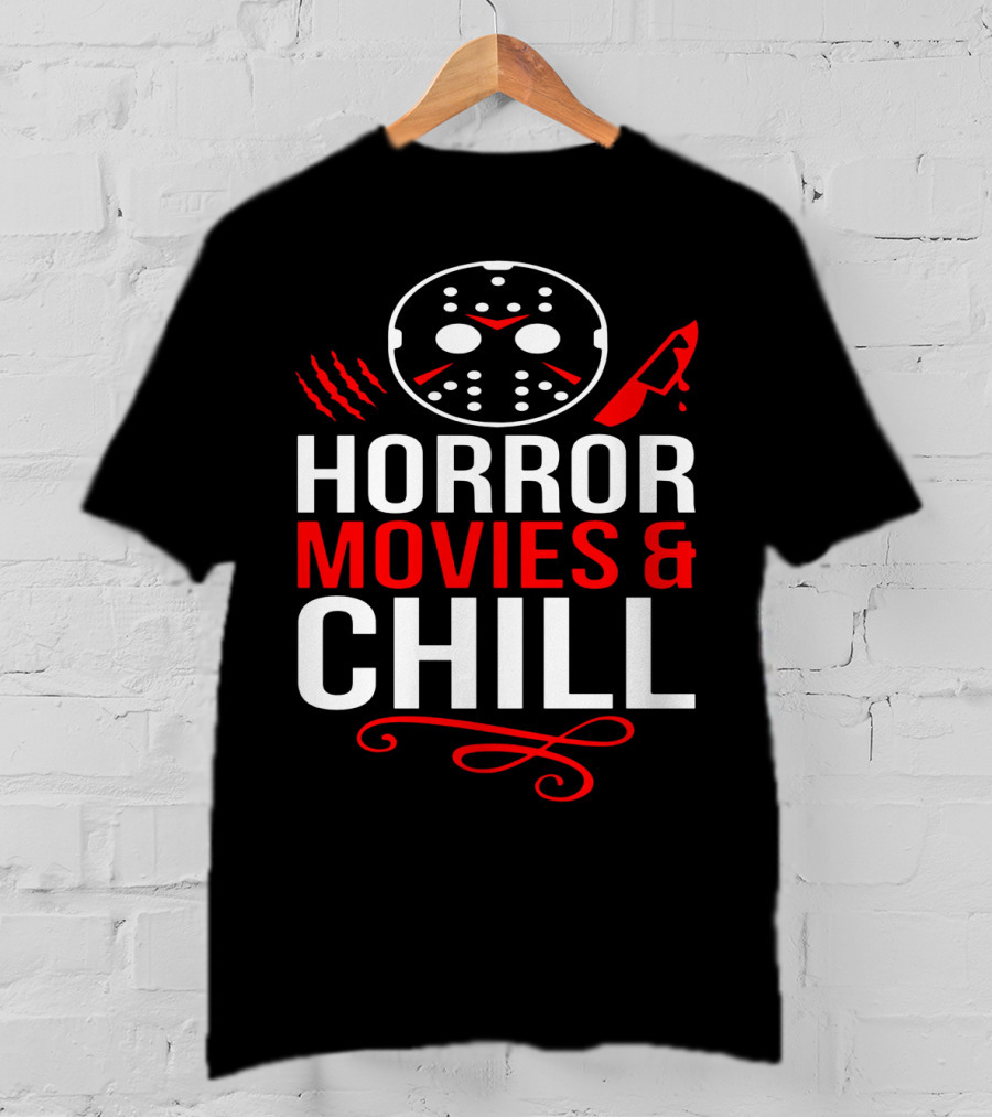 Horror Movies And Chill Hockey Mask Knife Relaxation T-Shirt