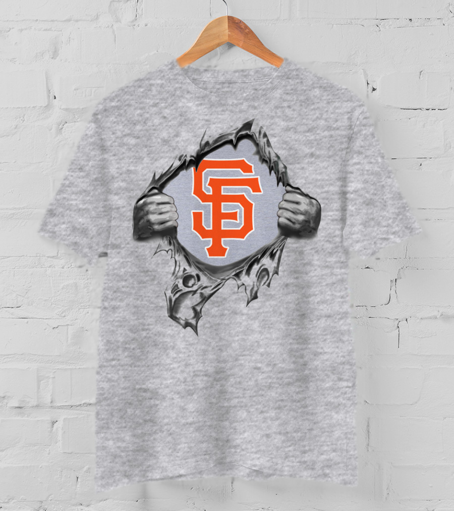 San Francisco Giants Logo Ripping Through Gray T-Shirt