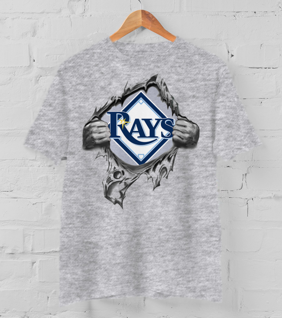 Rays Baseball Logo Torn Metal Effect T-Shirt