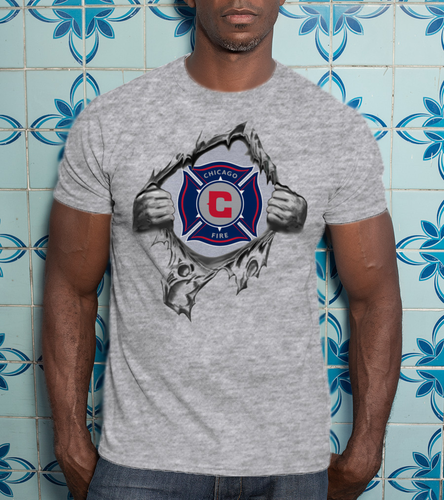 Chicago Fire Department Logo Ripped Through T-Shirt