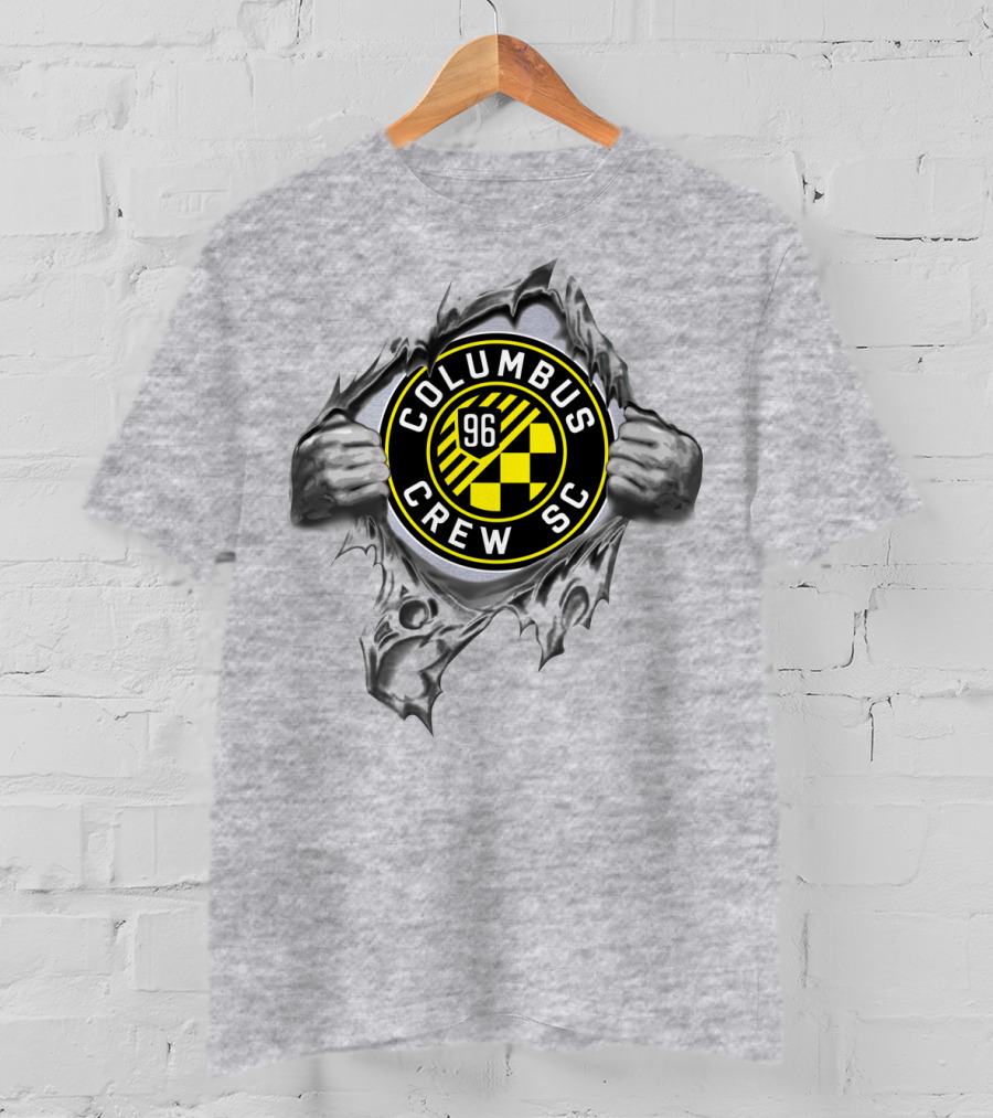 Columbus Crew Sc 96 Soccer Logo Through Metal Rip T-Shirt