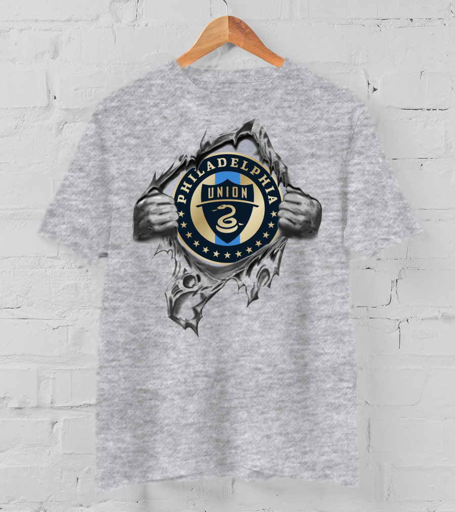 Philadelphia Union Soccer Emblem Torn Wall T-Shirt