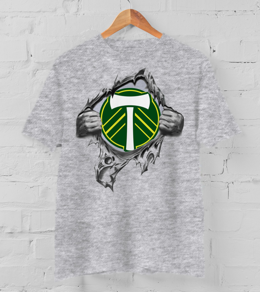 Portland Timbers Logo With Ripped Background And Hands T-Shirt