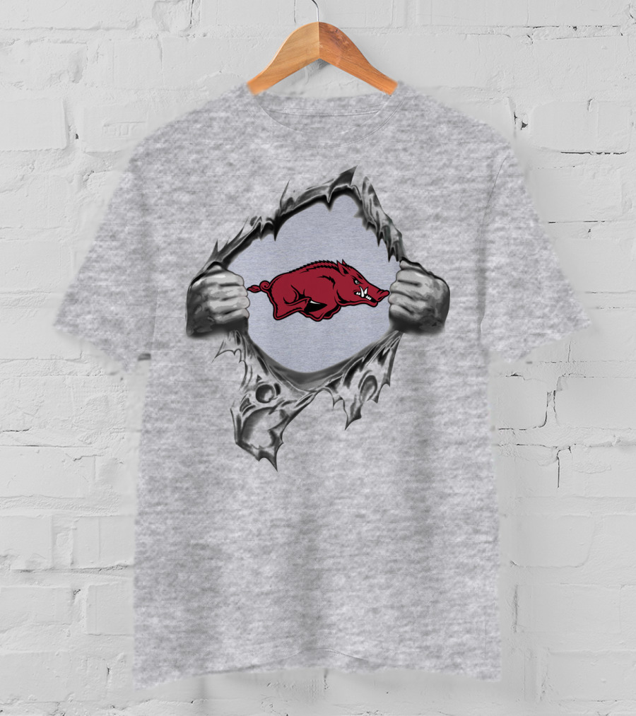 Arkansas Razorbacks Ripped Metal Hands T-Shirt