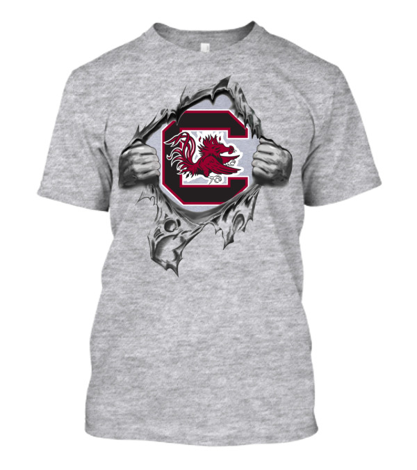 South Carolina Gamecocks C Logo Rooster Emblem Tear Effect T-Shirt