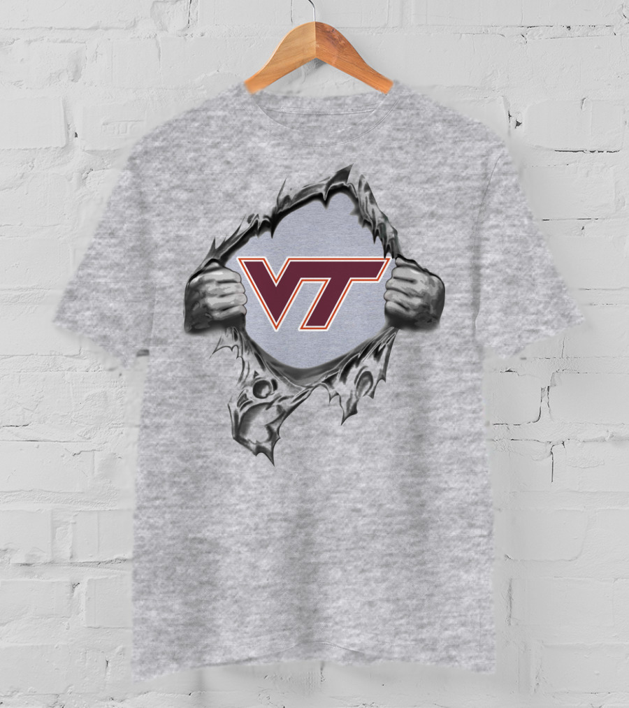 Vt Logo Breaking Through Virginia Tech Hokies T-Shirt