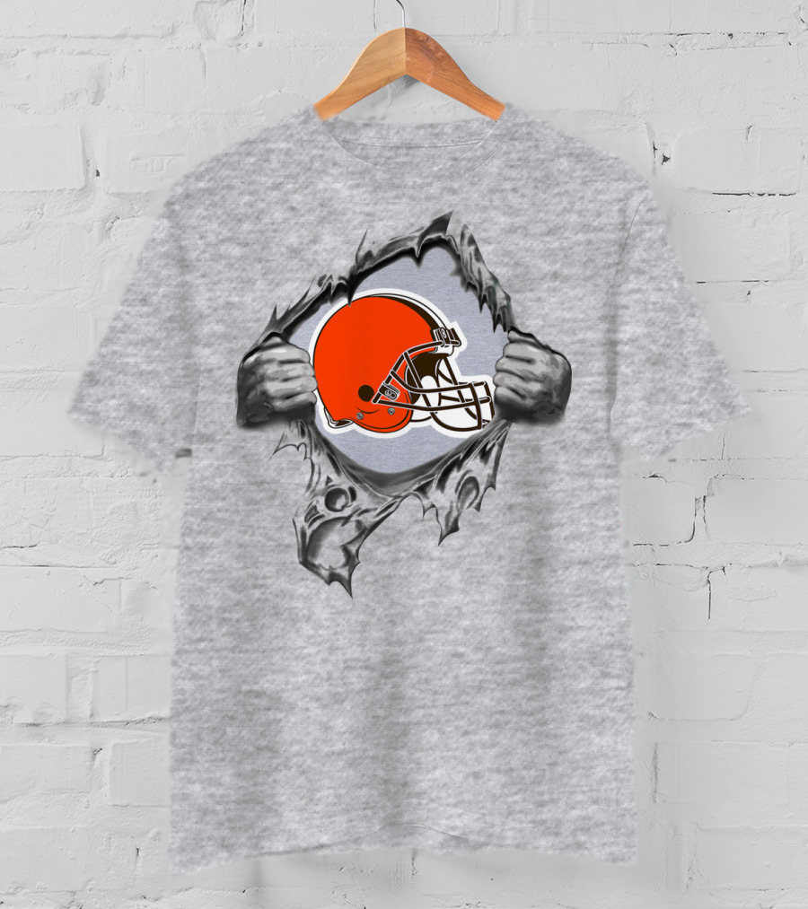Cleveland Browns Helmet Burst Through T-Shirt