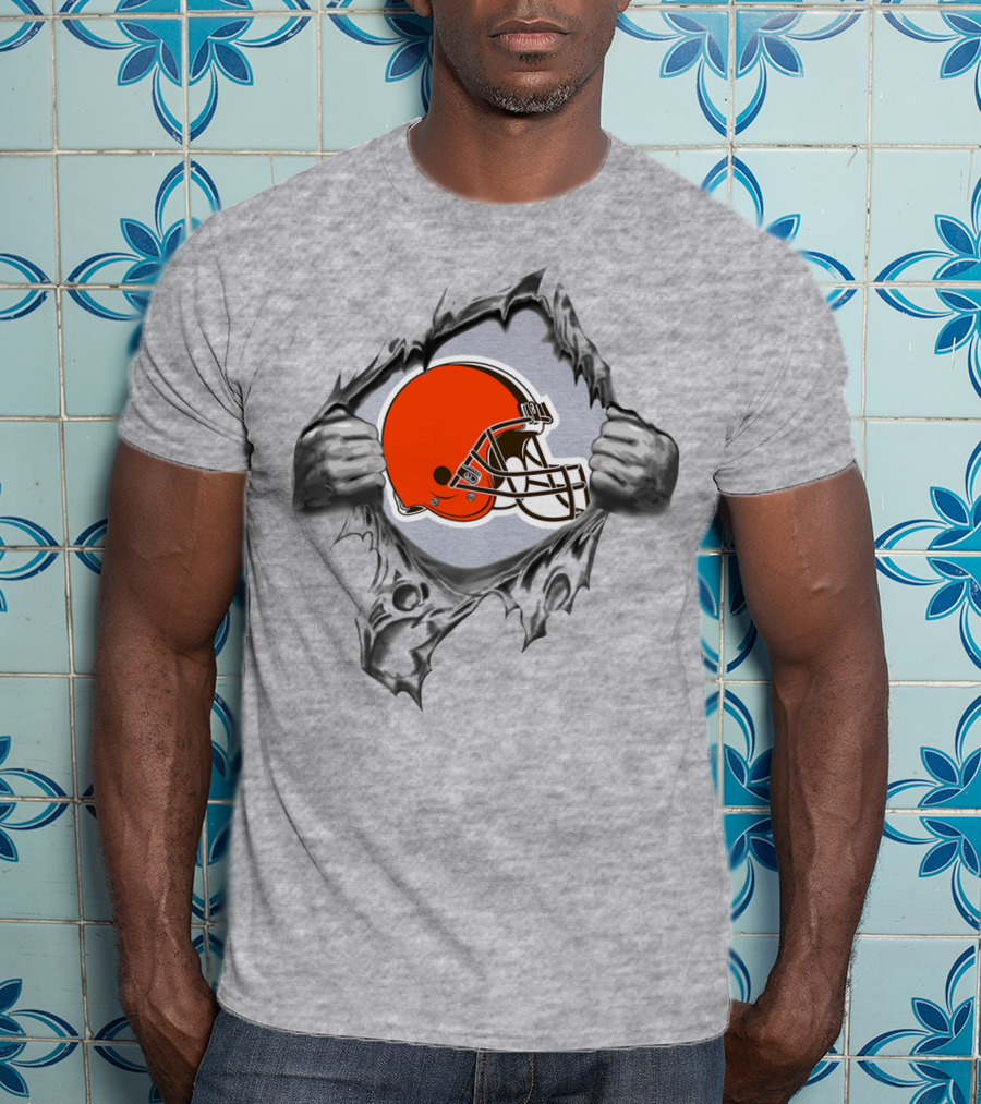 Cleveland Browns Helmet Burst Through T-Shirt