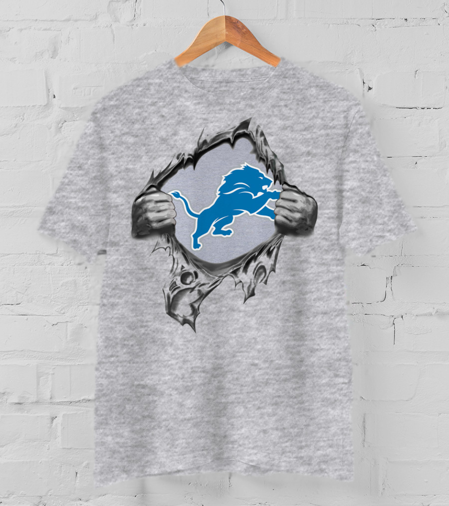Detroit Lions Logo Ripped Reveal T-Shirt