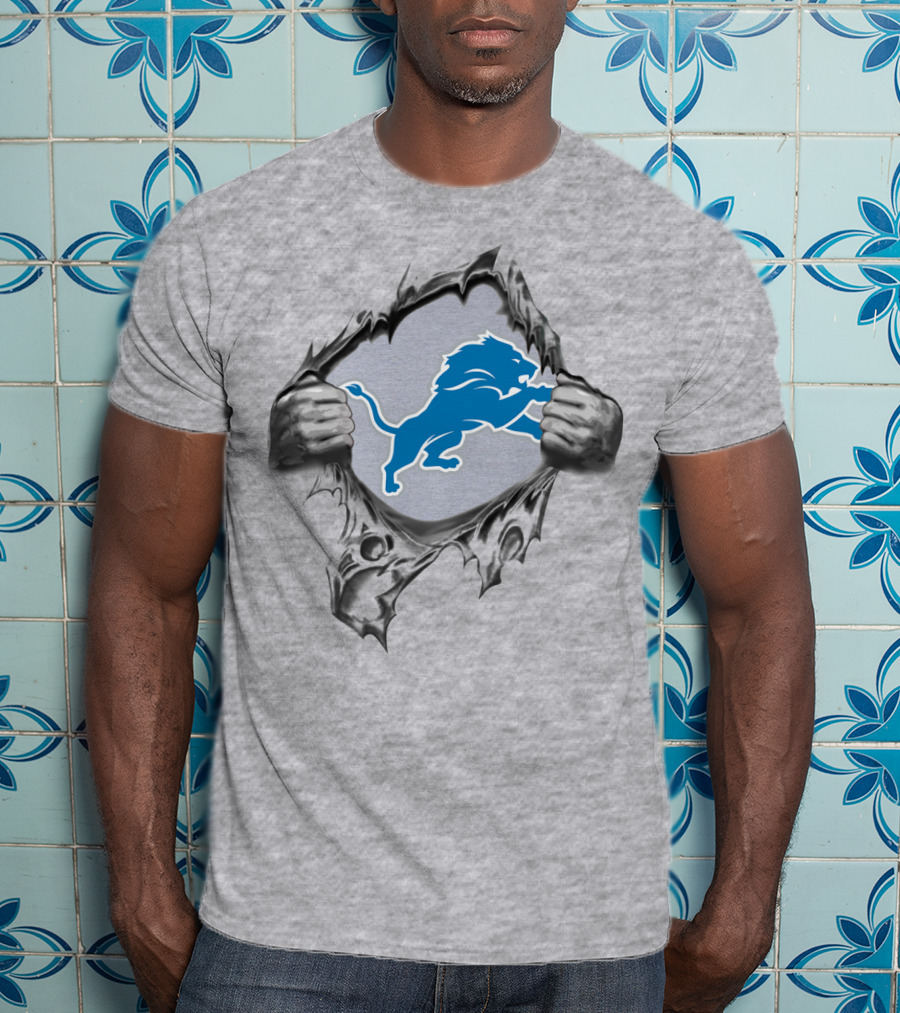 Detroit Lions Logo Ripped Reveal T-Shirt
