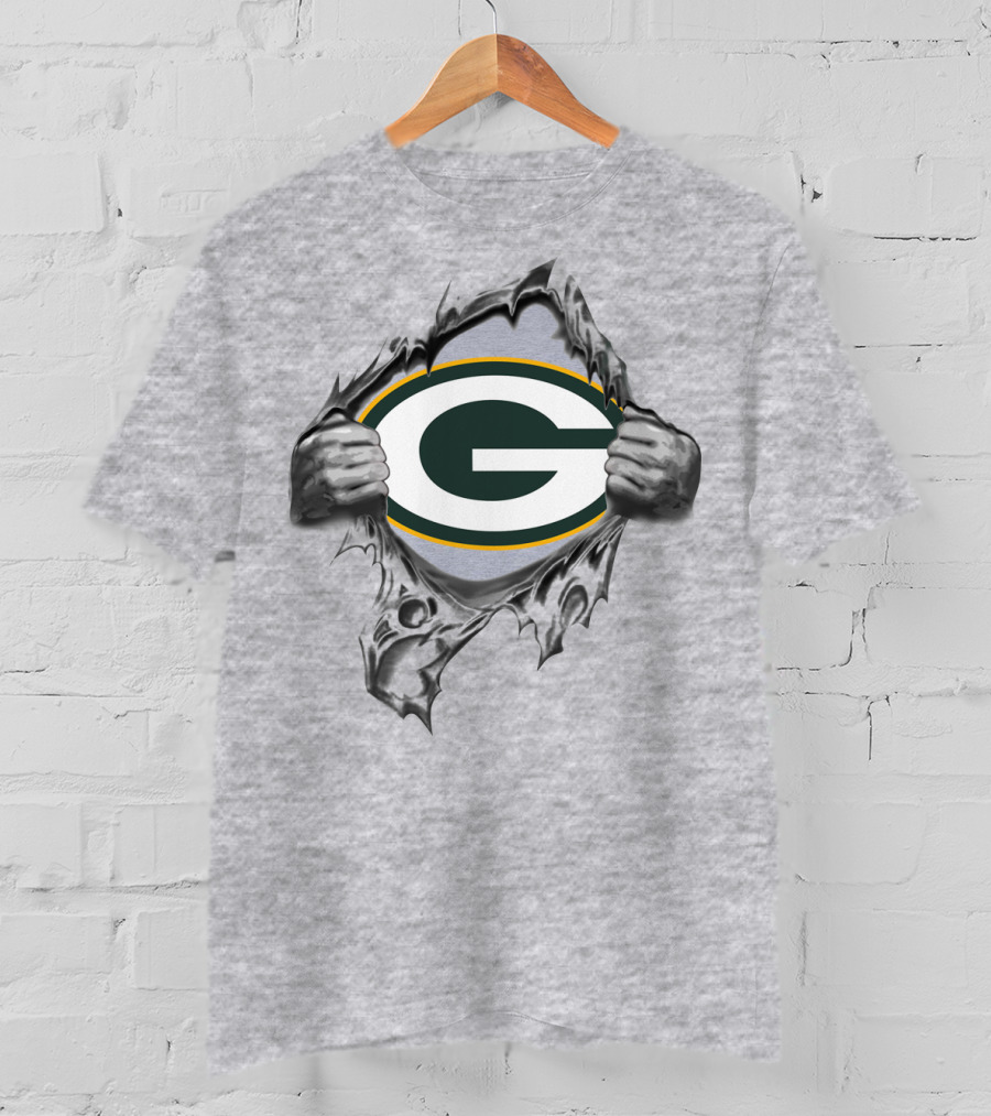 Green Bay Packers G Logo Ripping Through T-Shirt