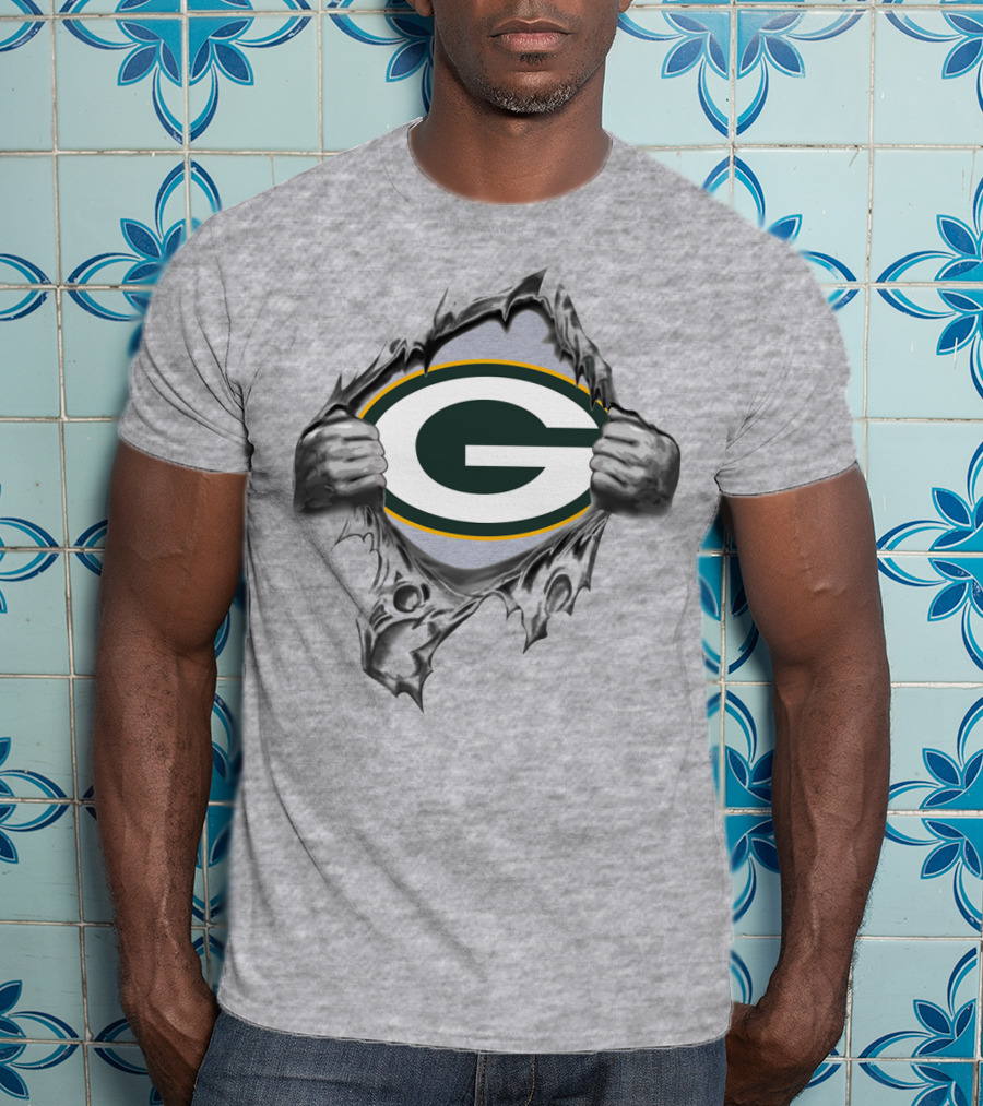 Green Bay Packers G Logo Ripping Through T-Shirt