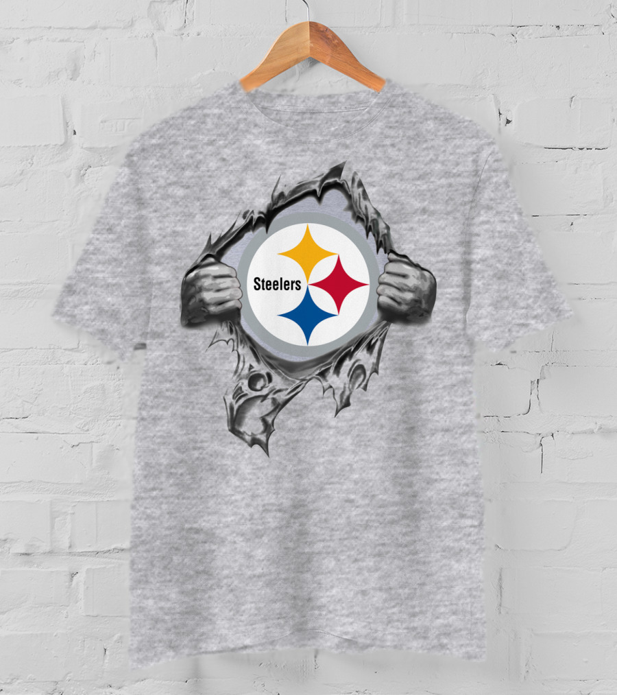 Pittsburgh Steelers Logo With Tearing Hands T-Shirt