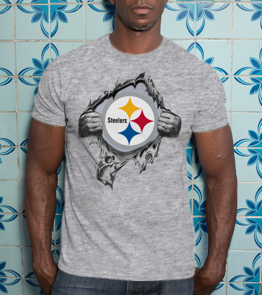 Pittsburgh Steelers Logo With Tearing Hands T-Shirt