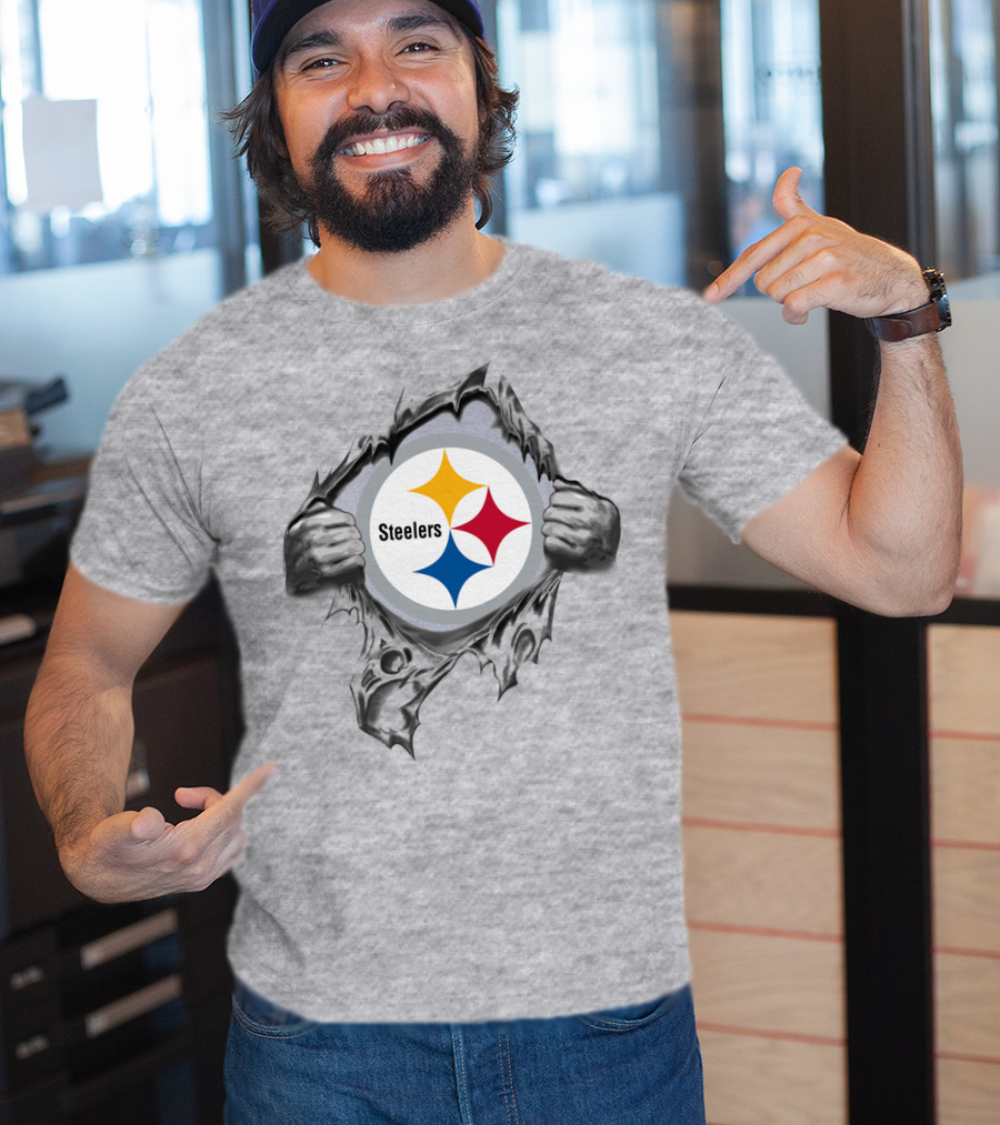 Pittsburgh Steelers Logo With Tearing Hands T-Shirt