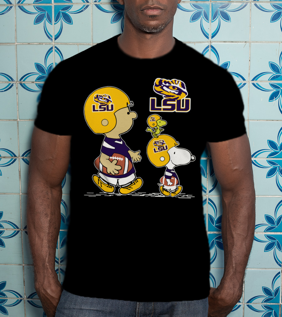 Lsu Tigers Football Peanuts Characters In Helmets T-Shirt