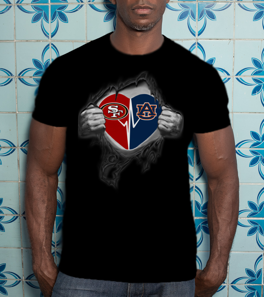 Auburn Tigers San Francisco 49ers Heart Rip T-Shirt