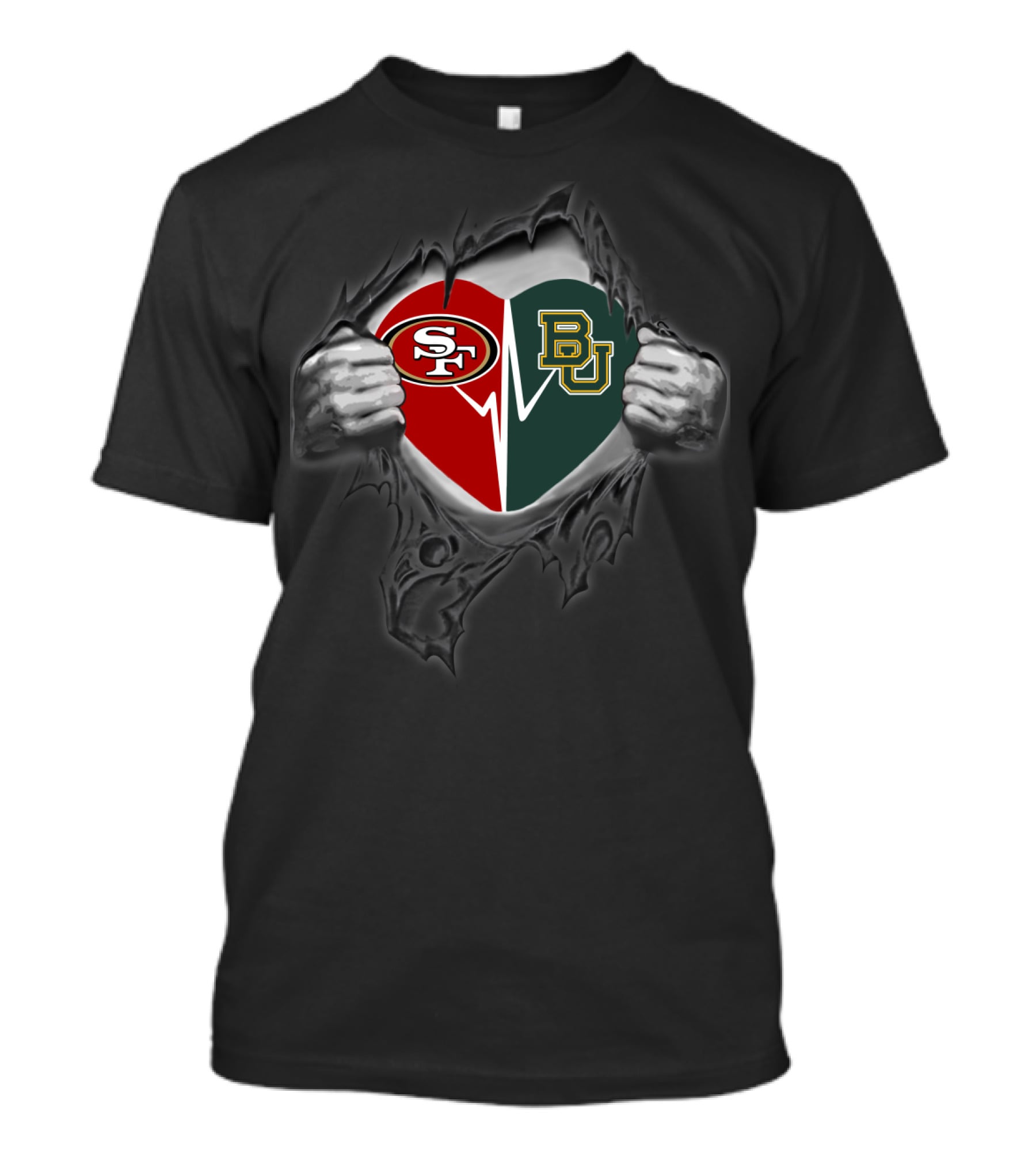 Baylor Bears San Francisco 49ers Heart T-Shirt