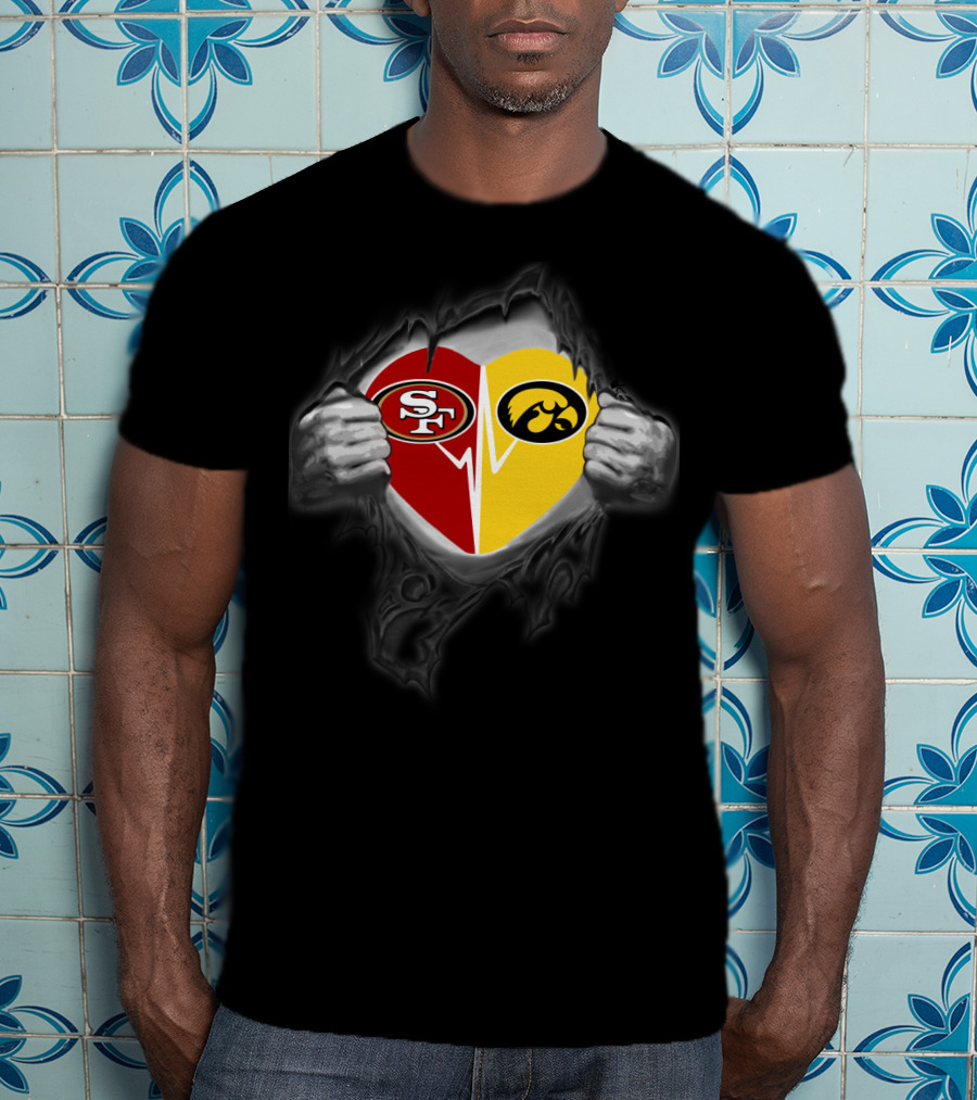Iowa Hawkeyes San Francisco 49ers Heart Logo Fusion T-Shirt