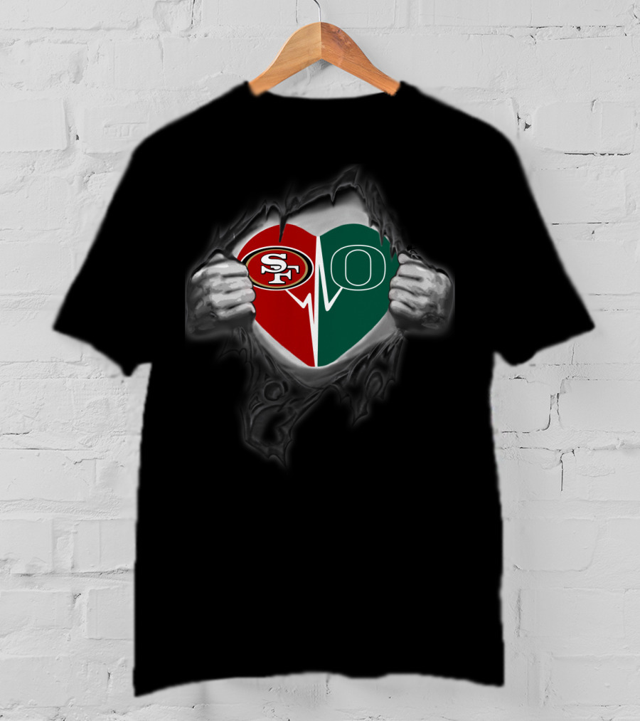Oregon Ducks San Francisco 49ers Heart T-Shirt