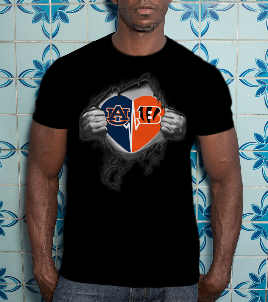 Auburn Tigers Cincinnati Bengals Heart T-Shirt