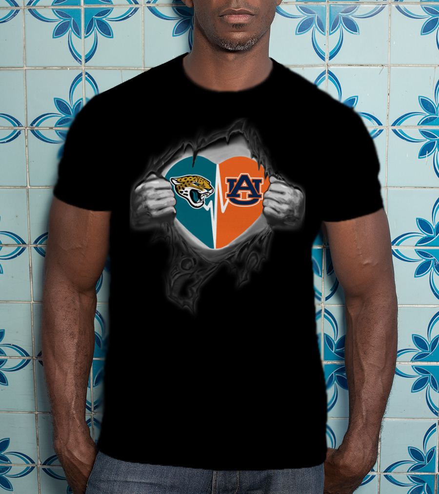 Jacksonville Jaguars Auburn Tigers Heart T-Shirt
