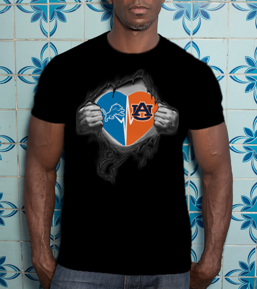Detroit Lions Auburn University Heart T-Shirt