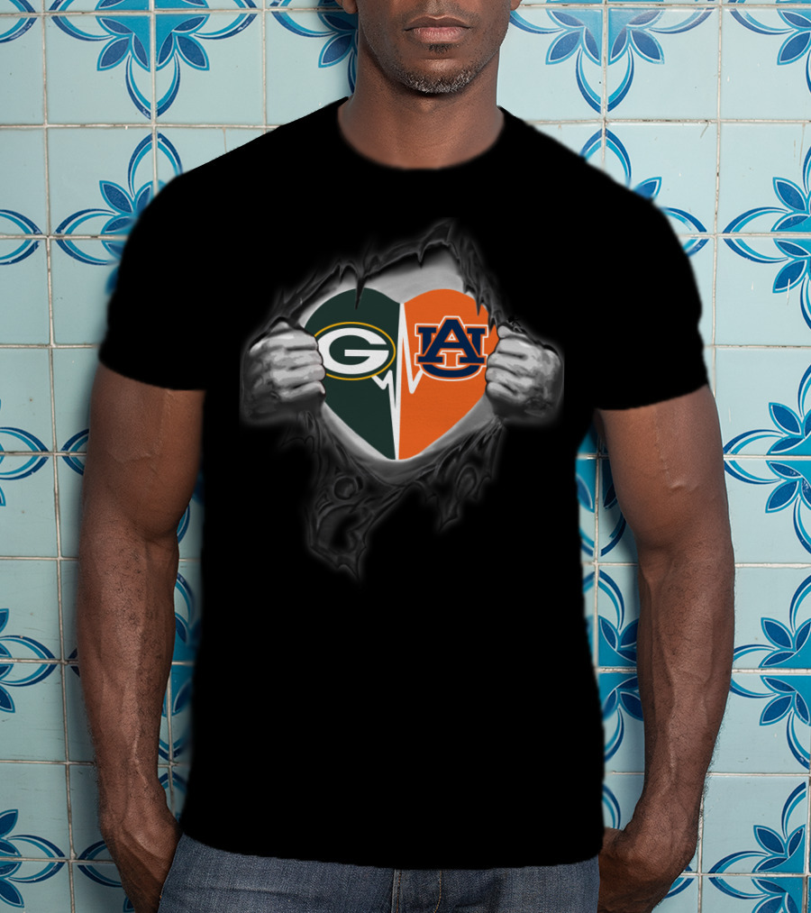 Green Bay Packers Auburn University Heart Logo Fusion T-Shirt