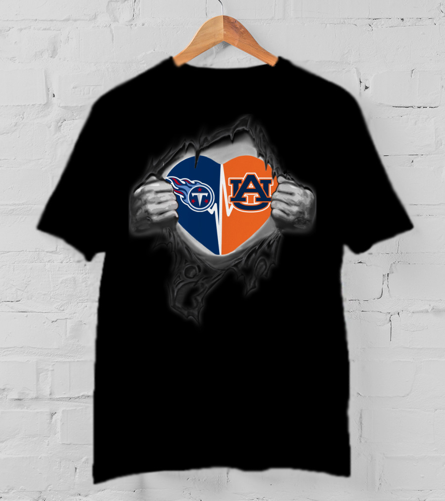 Titans Auburn Heart With Dual Logos T-Shirt