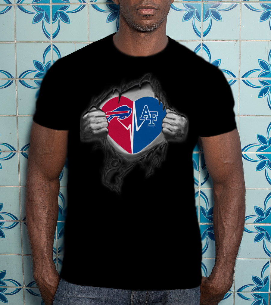 Bills Air Force Falcons Heart Logo Split T-Shirt