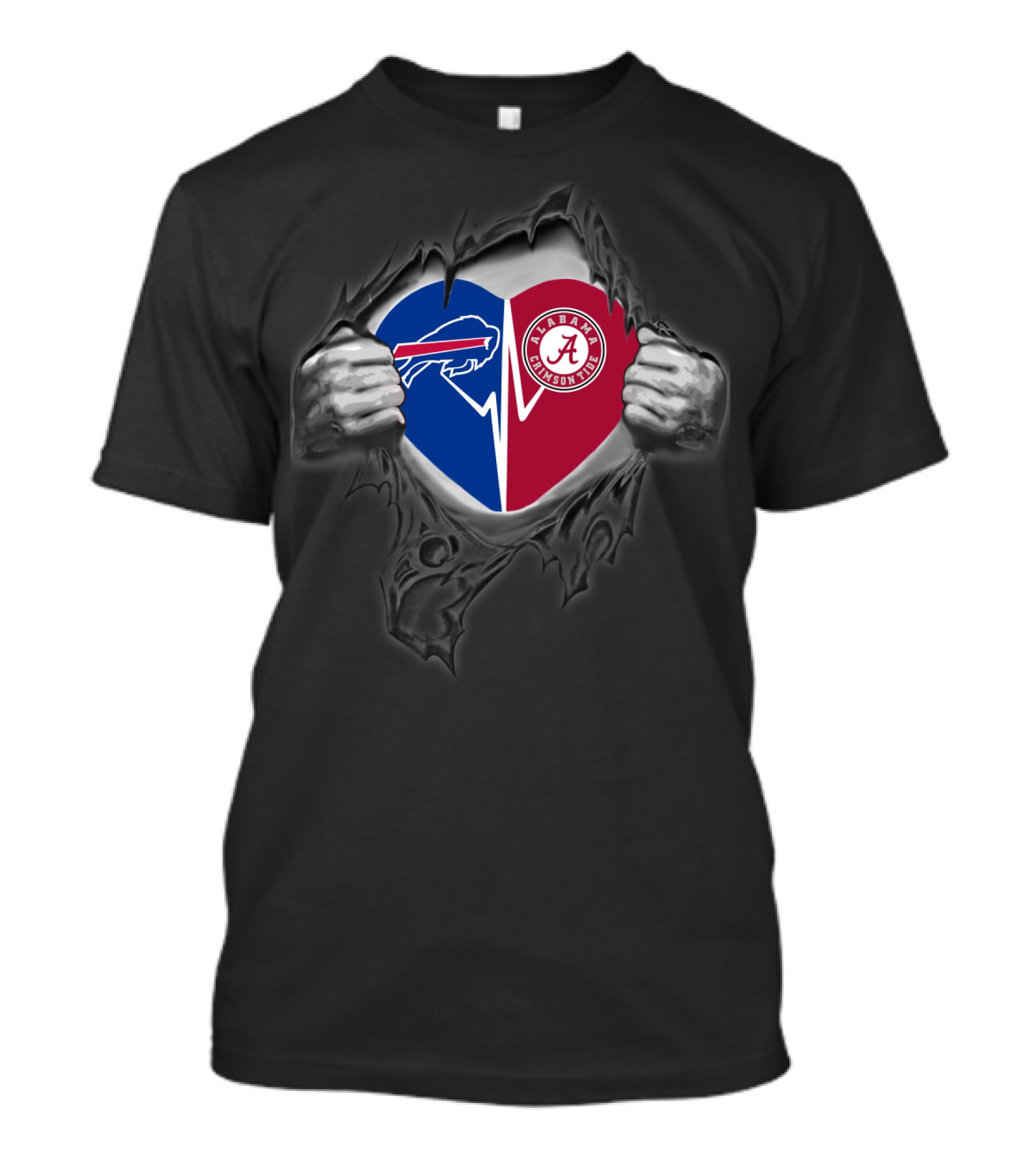 Bills Alabama Crimson Tide Heart Reveal T-Shirt