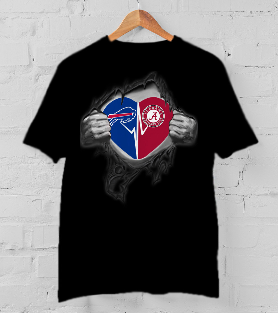 Bills Alabama Crimson Tide Heart Reveal T-Shirt