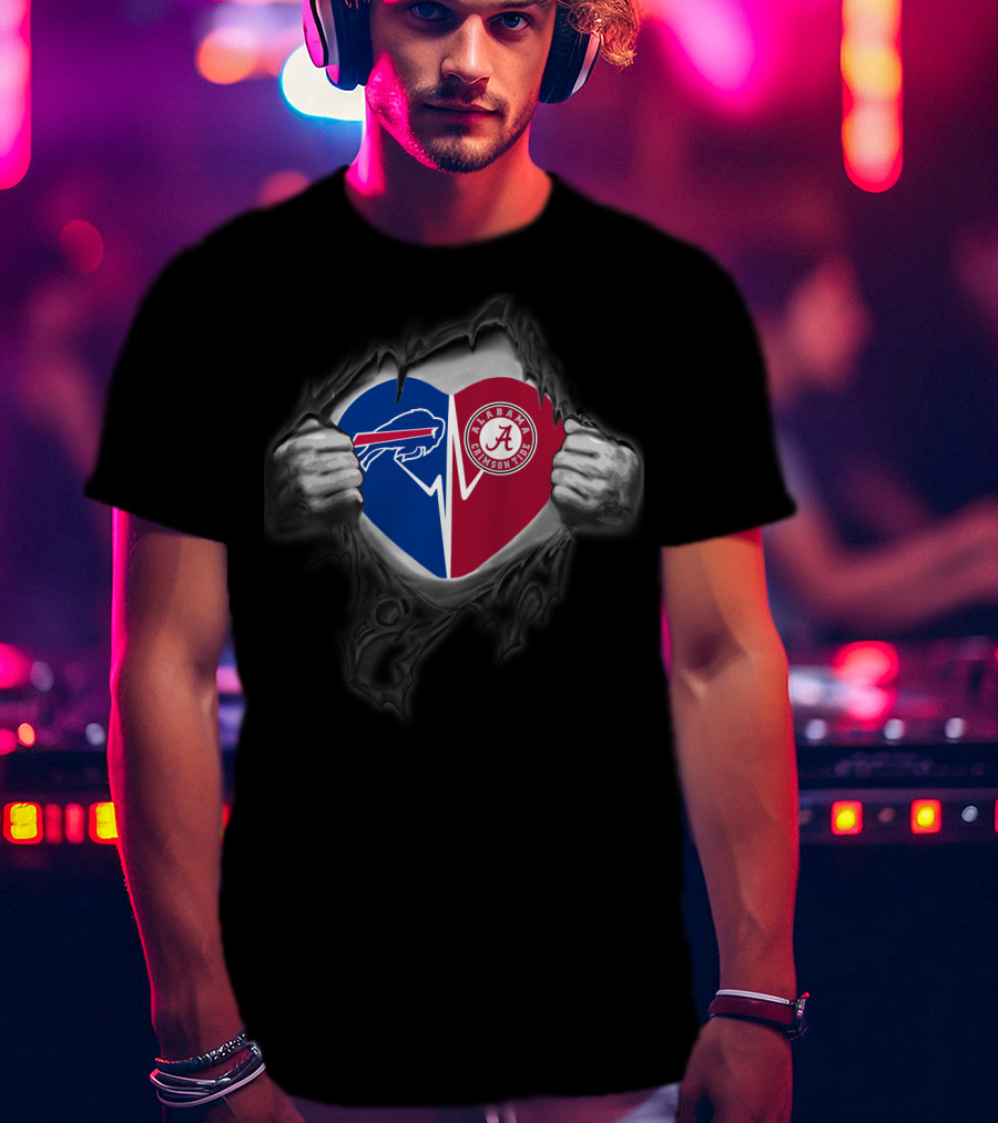 Bills Alabama Crimson Tide Heart Reveal T-Shirt