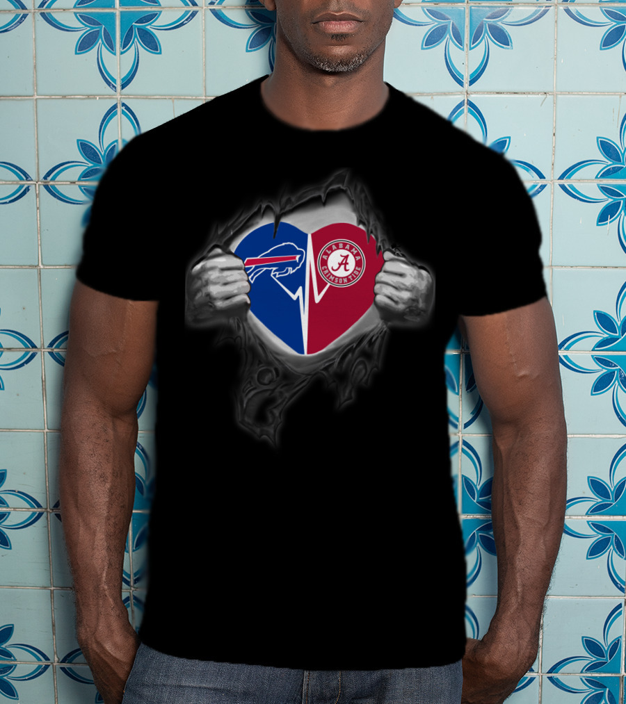 Bills Alabama Crimson Tide Heart Reveal T-Shirt