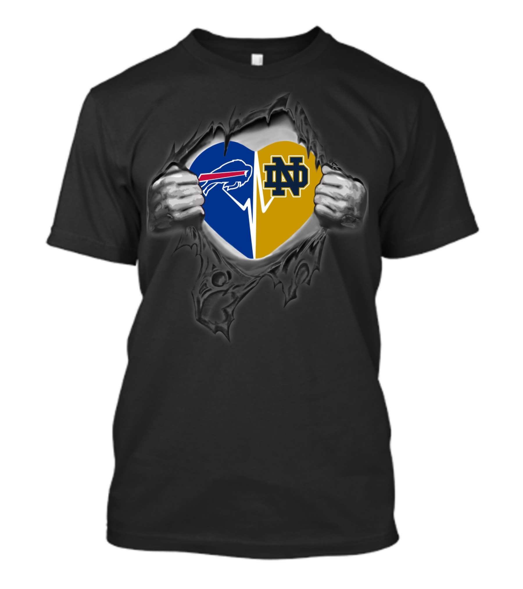 Buffalo Bills Heart Notre Dame Fighting Irish T-Shirt