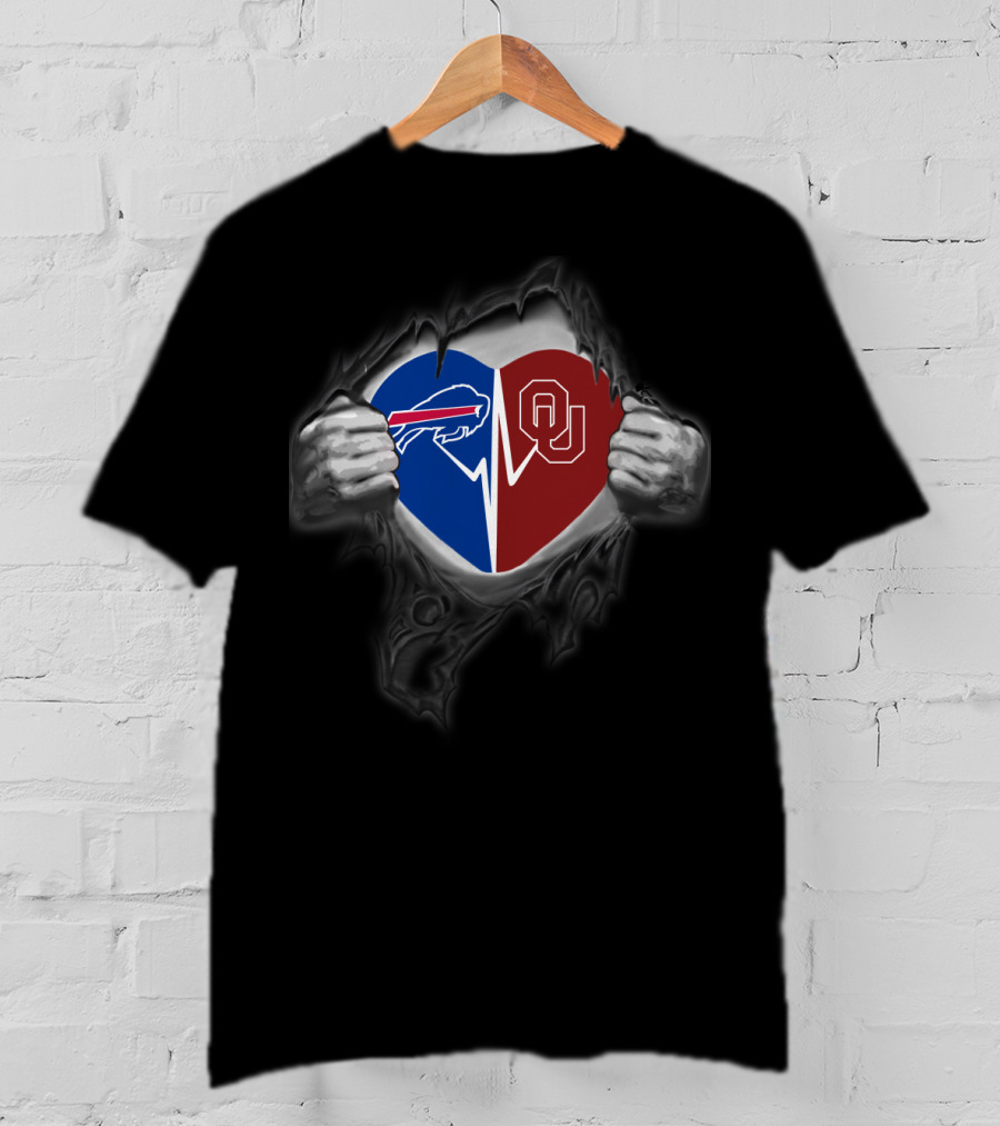 Buffalo Bills And Oklahoma Sooners Heart T-Shirt