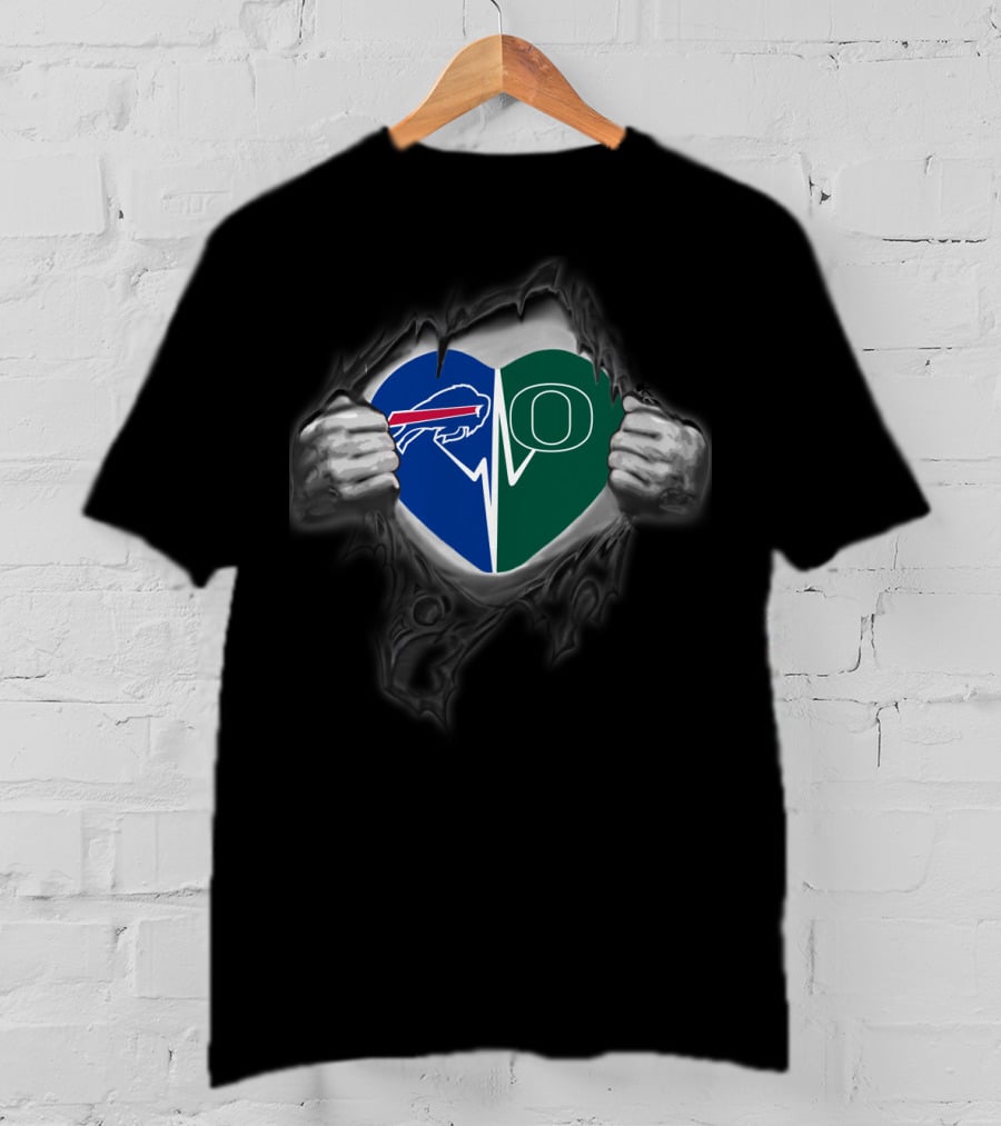 Buffalo Bills And Oregon Ducks Heart T-Shirt